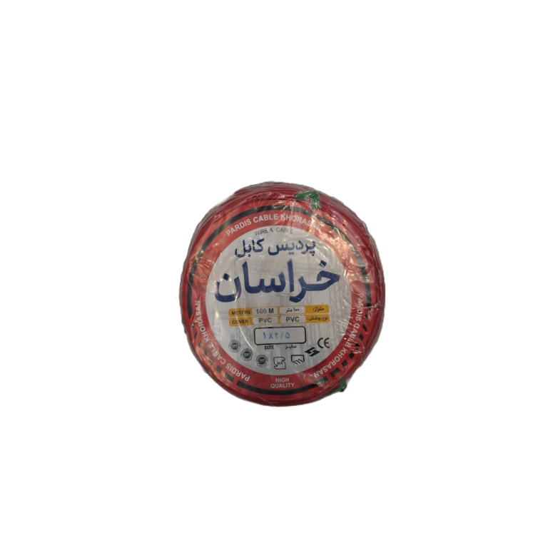 تصویر سیم افشان ۲.۵ میلی‌متر قرمز برند پردیس کابل خراسان با مغزی مسی و روکش PVC، مناسب برق‌کشی فاز