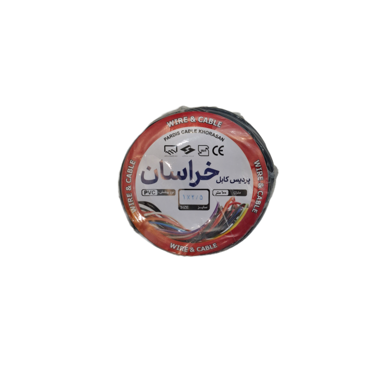 تصویر سیم افشان ۲.۵ میلی‌متر مشکی برند پردیس کابل خراسان با مغزی مسی و روکش PVC، مناسب برق‌کشی ساختمان