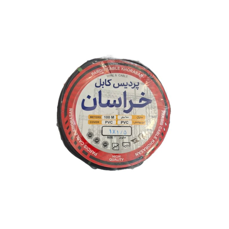 تصویر سیم افشان ۱.۵ میلی‌متر مشکی برند خراسان الکتریک با مغزی مسی و روکش PVC
