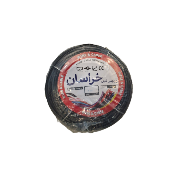 تصویر کابل افشان ۳×۴ میلی‌متر مسی برند پردیس کابل خراسان با سه رشته افشان و روکش PVC، مناسب برق‌کشی صنعتی و ساختمانی